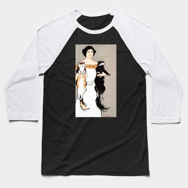 Woman holding cats (1897) by Edward Penfield. Baseball T-Shirt by Veiovis